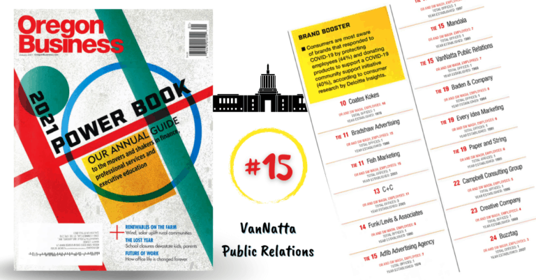 VanNatta PR Ranked in Oregon Business Magazine Powerbook