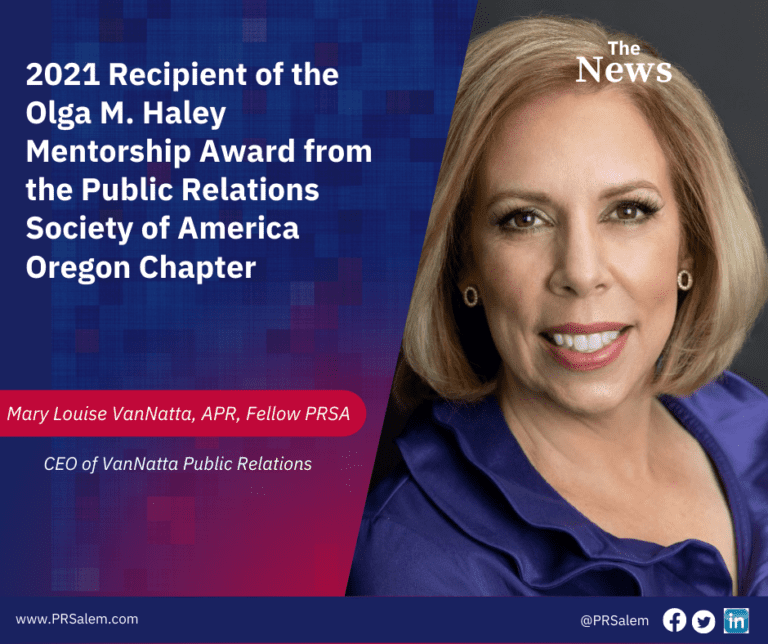 VanNatta Honored with Olga M. Haley Mentorship Award from Oregon Public Relations Society