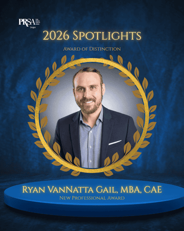 Ryan VanNatta Gail, receives 2026 New Professional Award of Excellence from Oregon Public Relations Society of America